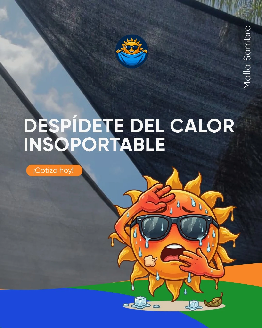 Post: despídete del calor insoportable, con el sol sudando junto a una malla sombra negra